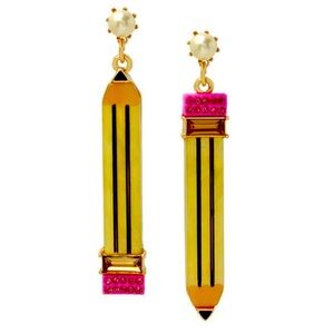 Betsey Johnson Pencil Mismatch Earrings